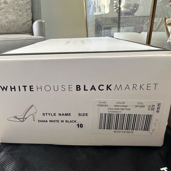White House Black Market Diana White w Black Snake High Pump - Picture 5 of 8